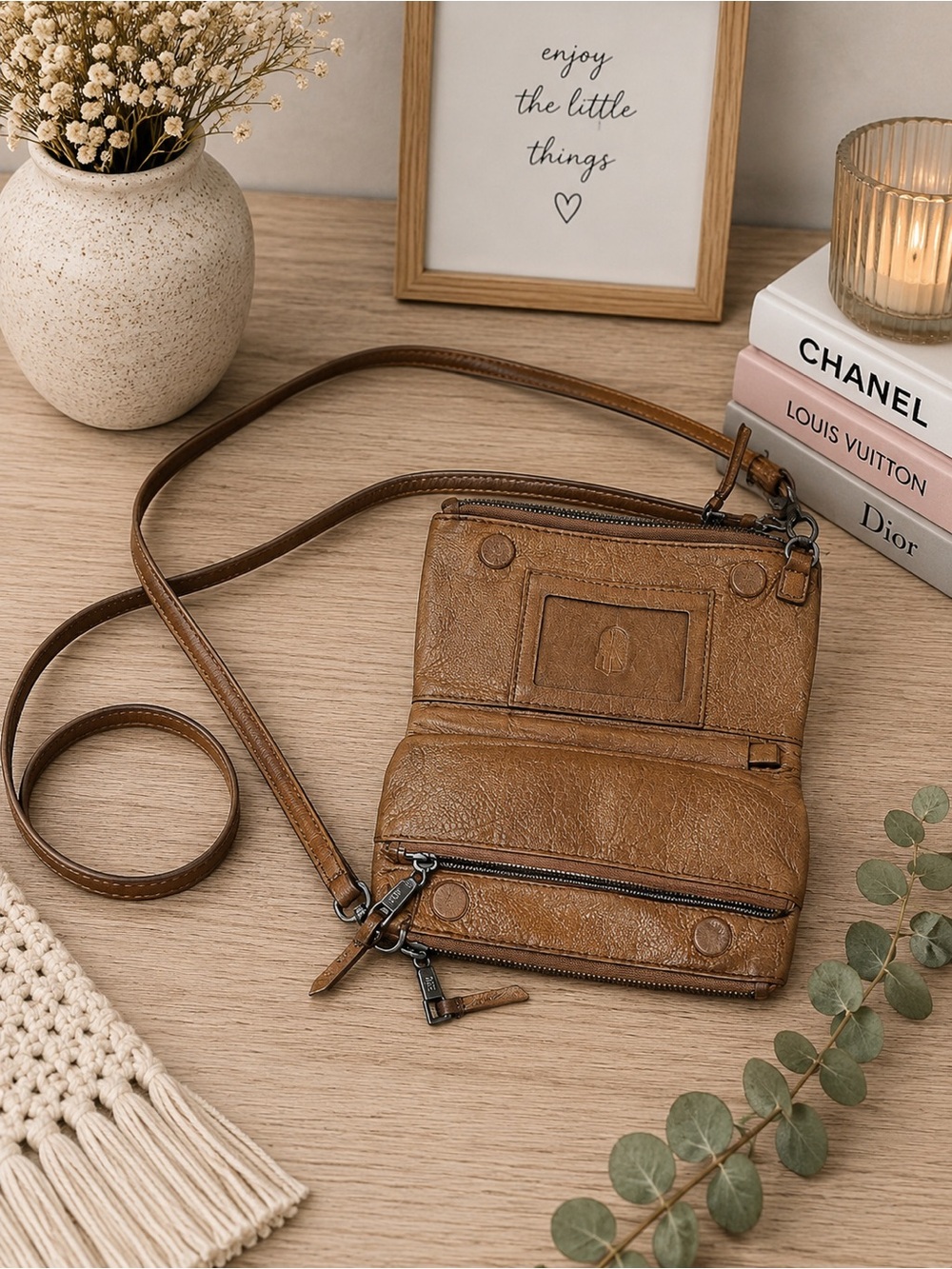 HOBO Brown Leather Crossbody Wallet Bag